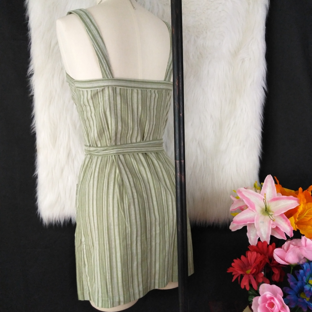 E & M Olive Striped button Down Dress Size M - Picture 7 of 9